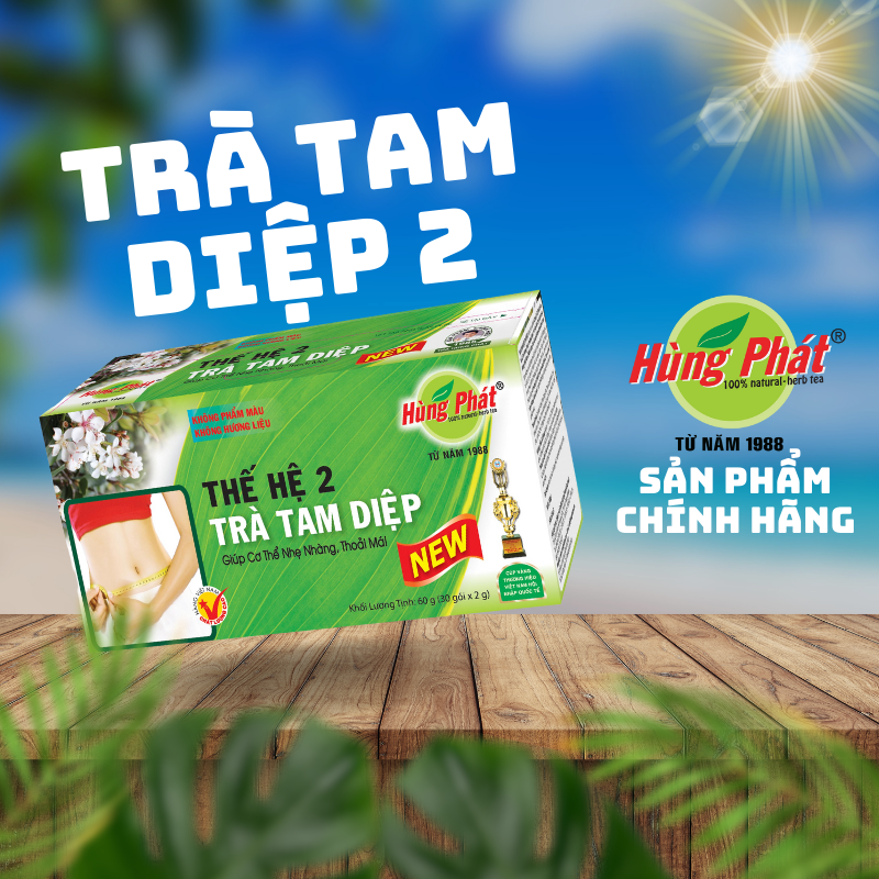 Trà Tam Diệp Thế Hệ 2  Hỗ Trợ Giảm Cân Thanh Nhiệt Cơ Thể Hộp 30 Gói - Thương Hiệu Hùng Phát