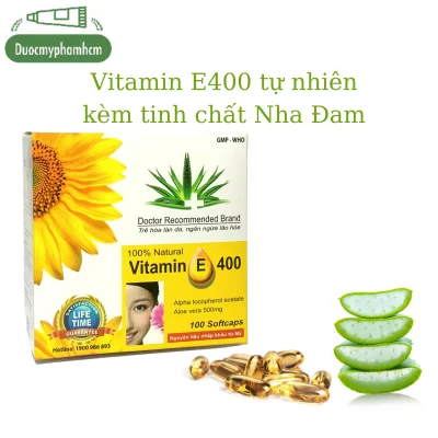 [HCM]Vitamin E 400 Kèm Tinh Chất Nha Đam - Sáng Da, Đẹp Da (Hộp 100 viên) .