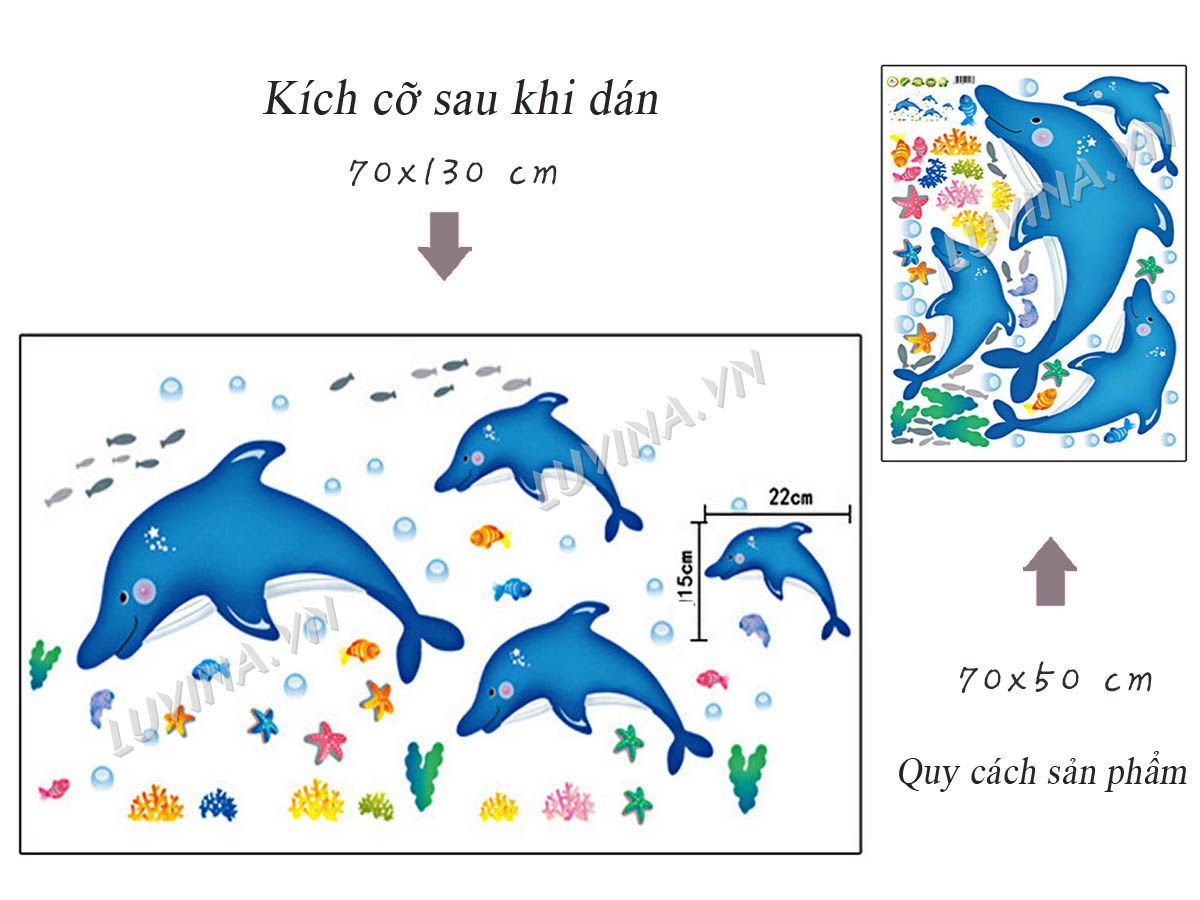 [HCM]DECAL DÁN TƯỜNG BẢNG CỬU CHƯƠNG VÀ CÁ HEO