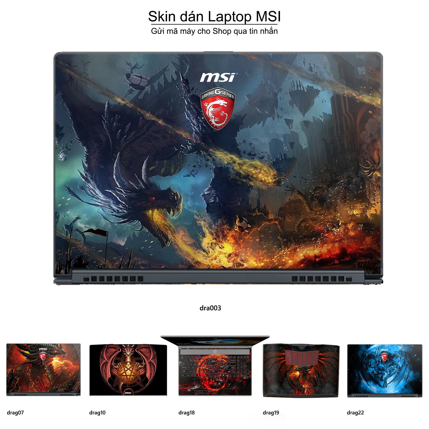 Decal Skin dán Laptop MSI mẫu rồng (inbox mã máy cho shop)