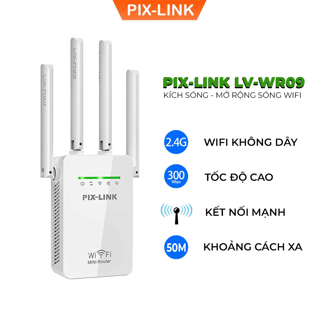 Thiết Bị Mở Rộng Sóng Wifi PIX-LINK WR09- Hãng Phân Phối Chính Thức, Phủ Sóng Đến Mọi Nơi, Thiết Kế Nhỏ Gọn Hiện Đại