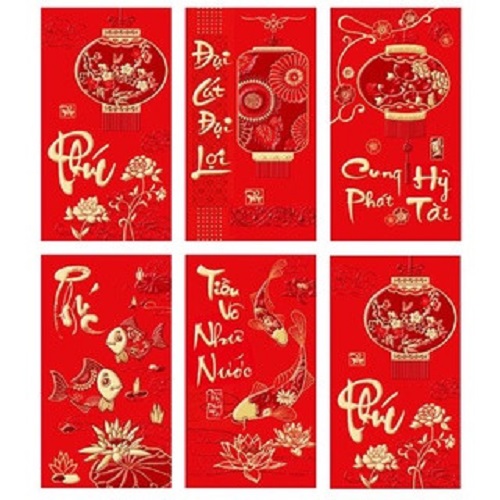 SET 6 BAO LÌ XÌ ĐỎ TẾT QUÝ MÃO 2023