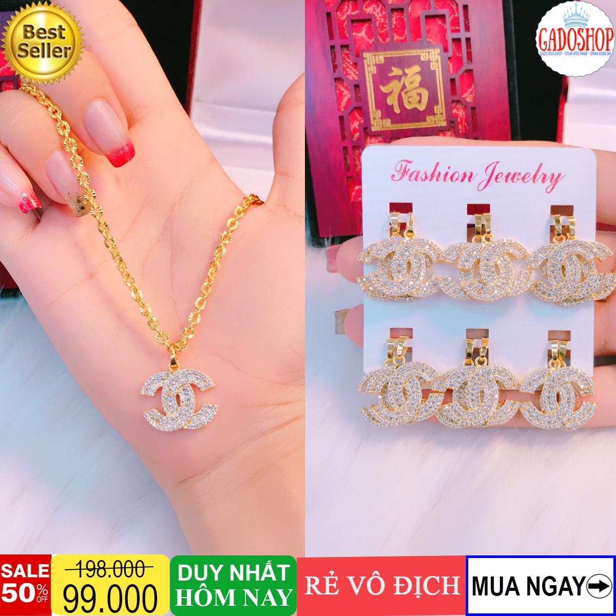 [HCM]Dây chuyền vàng nữ 18k dây xích chữ cong mặt chữ X chạm đá pha lê lấp lánh sáng lung linh thiết kế tinh xảo sang chảnh phong cách Hàn Quốc Trang Sức Gami D016M080