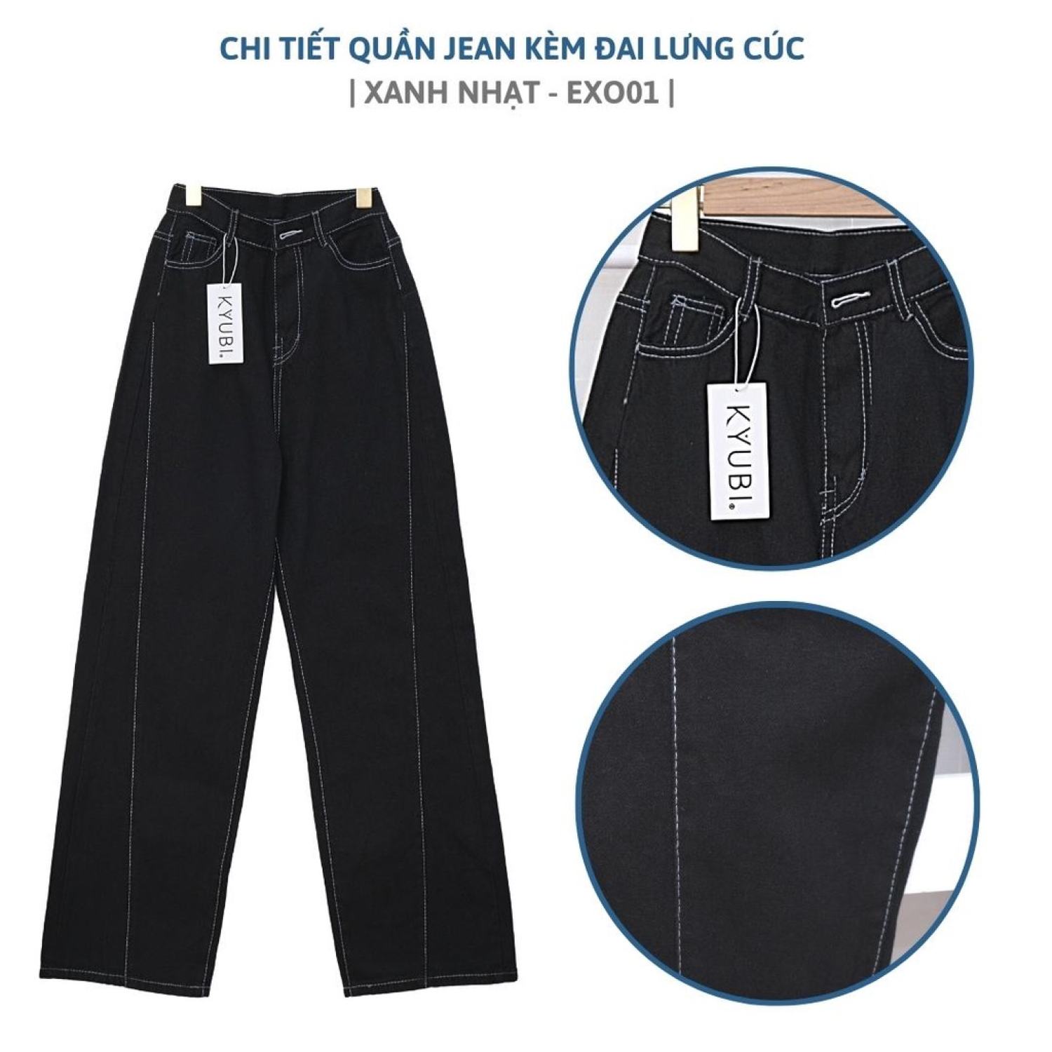 Quần jean baggy ống suông phong cách Hàn Quốc ulzzang - Quần jean ống rộng