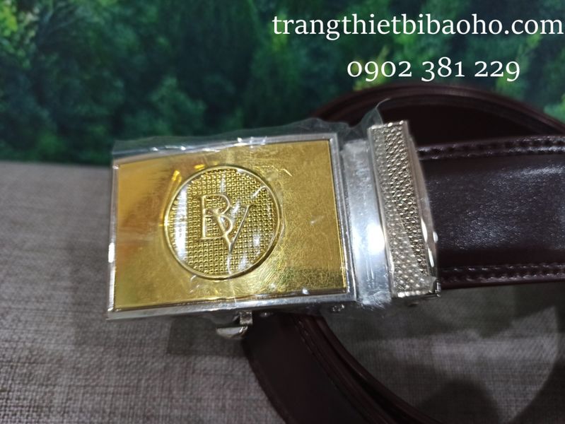 Dây thắt lưng bảo vệ da màu nâu mặt vàng