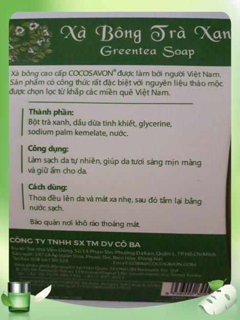 Xà bông trà xanh Cocosavon 100gr