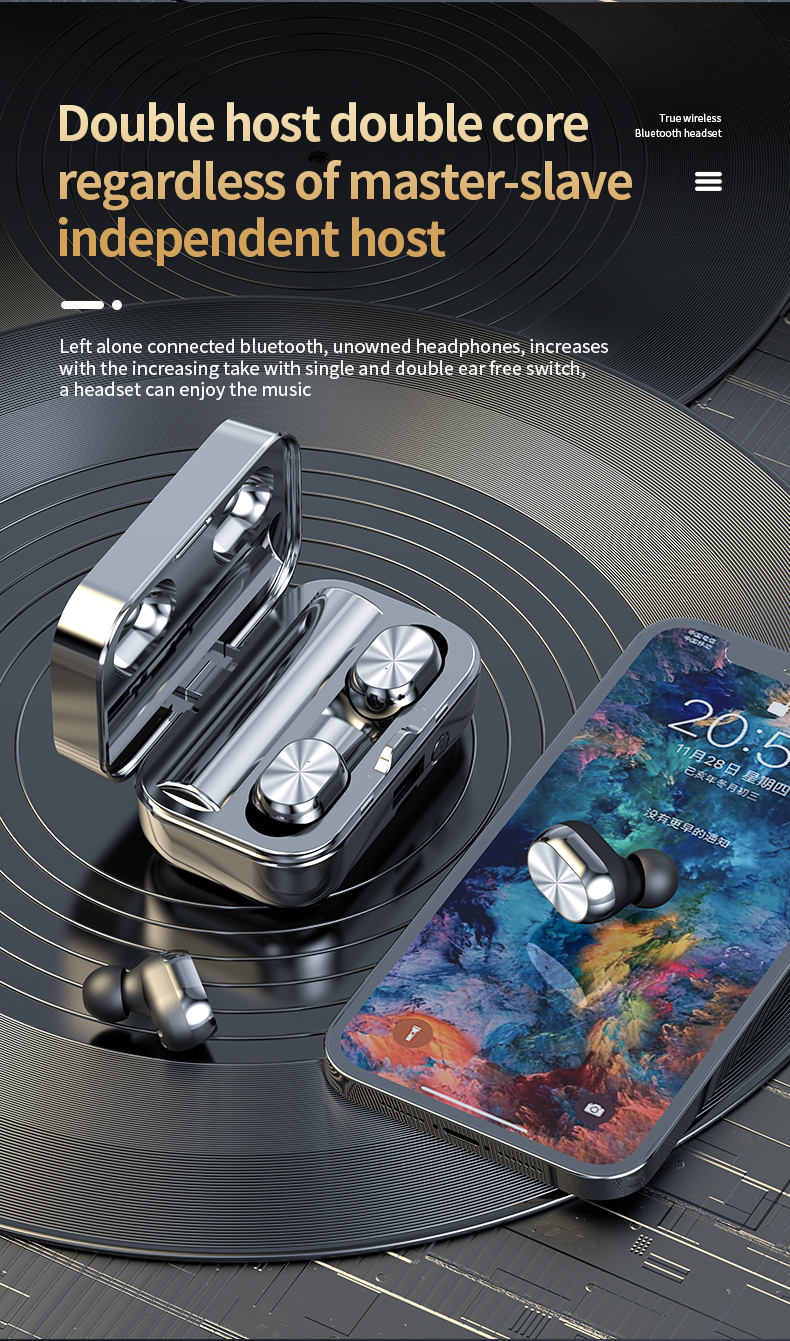 YD05 new mirror black technology digital display 5.3 chip mini noise reduction wireless Bluetooth headset