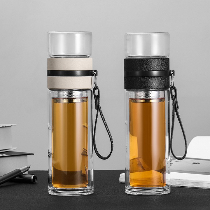 [Freeship] Bình pha trà 2 tầng bằng thuỷ tinh 2 lớp 500ml
