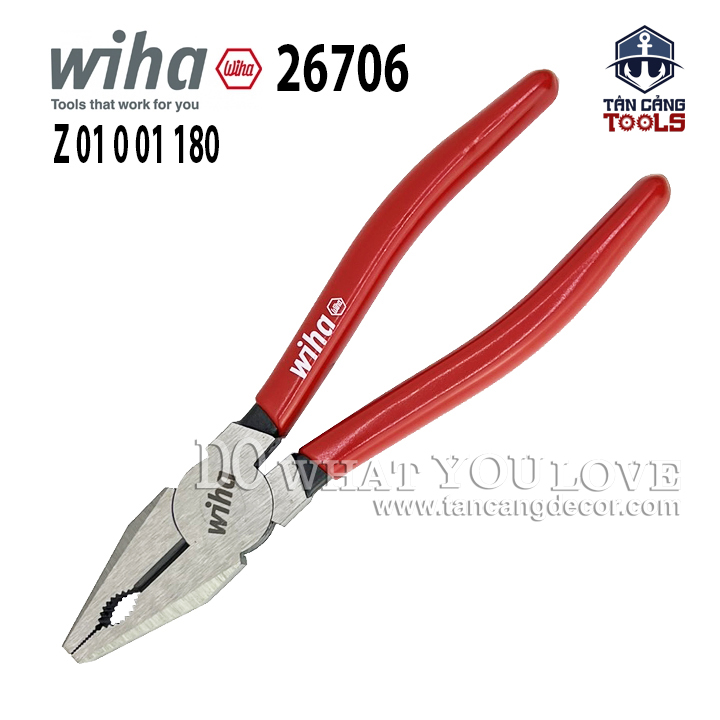 Kìm đa năng cán nhúng 180 mm wiha 26706