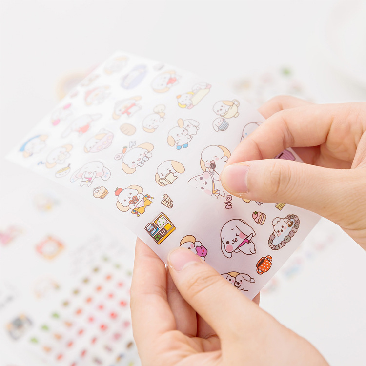 Bộ 6 sticker dán thỏ hồng Happy every day