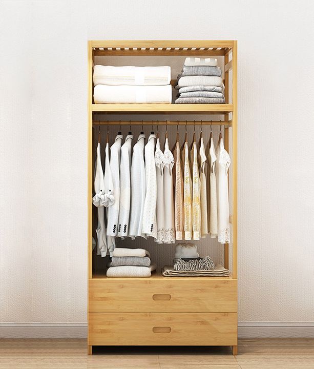 Tủ để quần áo gỗ tre cao cấp Kệ Giá Treo Quần Áo Đa Năng sang trọng Hiện Đại TUR069