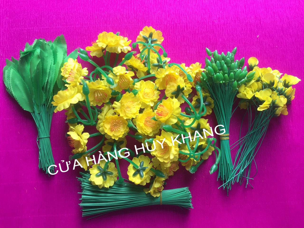 Combo 1 kg hoa và phụ liệu di kèm hoa mai chùm trang trí tết- hoa mai giả hoa đào giả