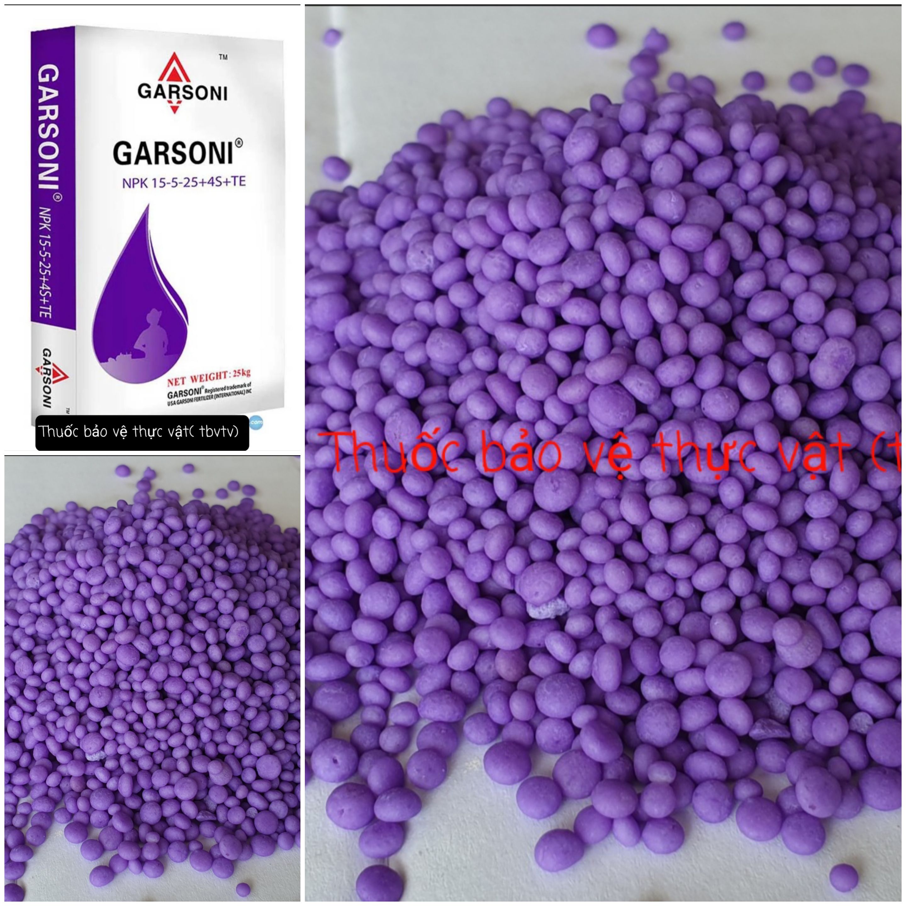 (1kg) Nhập khẩu từ Đức 15-5-25+4S+TE - Dùng rất tốt cho hoa kiểng, tốt rau.. Chiết lẻ từ bao 25kg Phân bón Tím