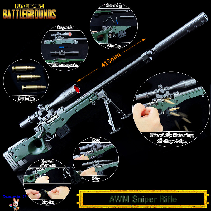 Mô hình sưu tầm awm đột kích crossfire pubg hợp kim 41cm