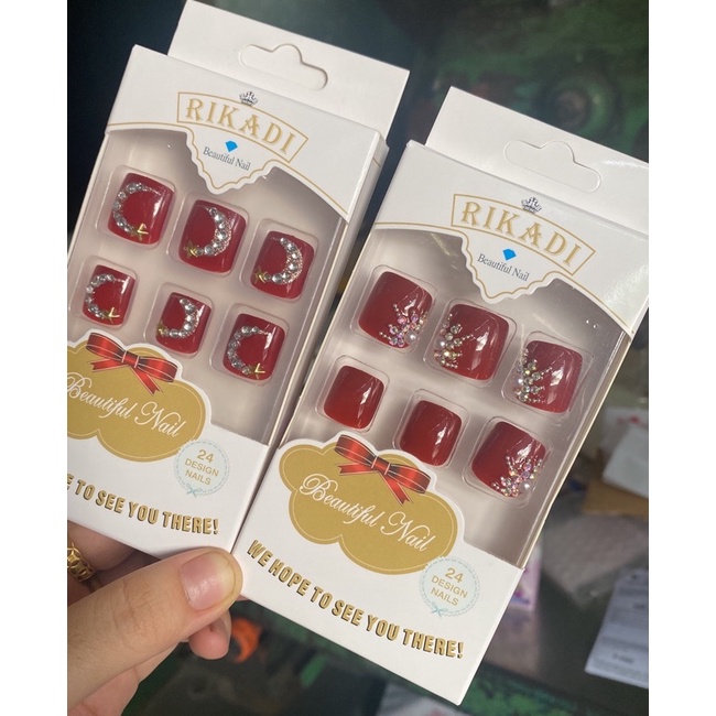 Bộ 24 móng chân giả đính nhiều mẫu