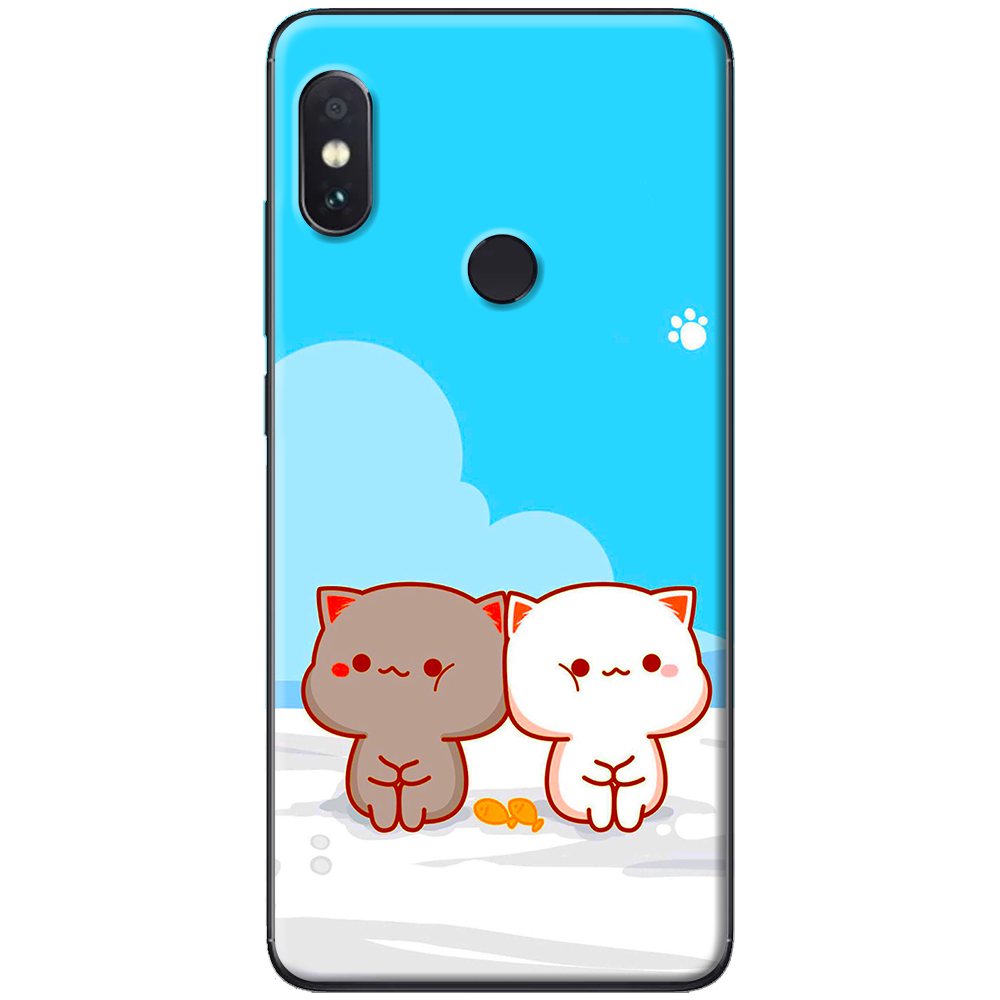 Ốp lưng Xiaomi Redmi Note 5 Mèo mập nền xanh