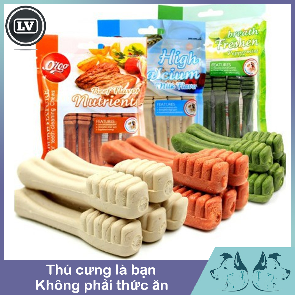 Xương Bàn Chải Gặm Sạch Răng Thơm Miệng Orgo - Bánh Thưởng Cho Chó - Gói 90gr 5 Chiếc