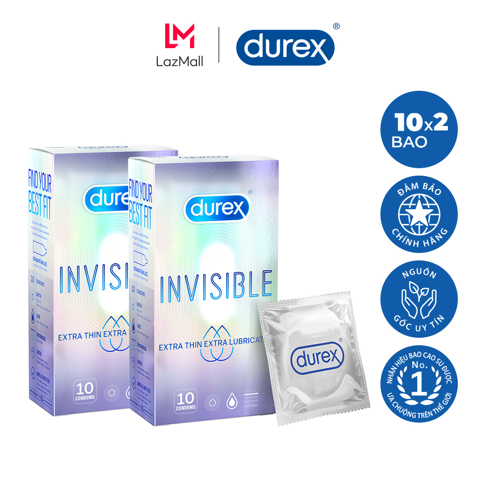 Combo 2 bao cao su siêu mỏng Durex Invisible Extra Thin Extra Lubricated