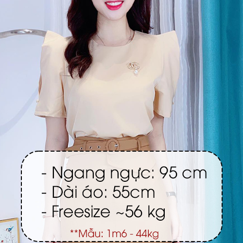 Áo kiểu công sở vải kate lụa vai nhọn CHUU A5507