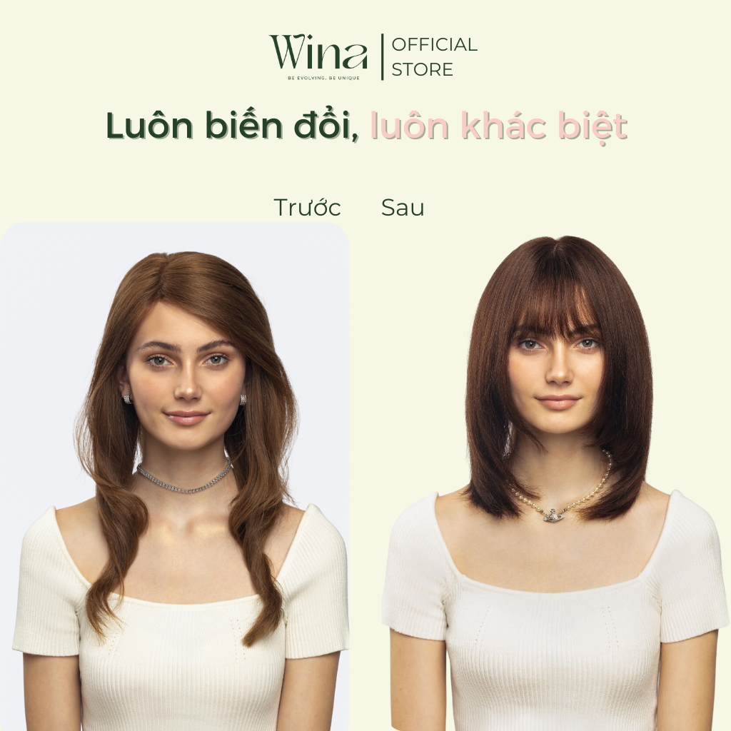 Tóc Mái Thưa Chẻ Ngôi Bằng Tóc Thật BW002 | WinaWigs