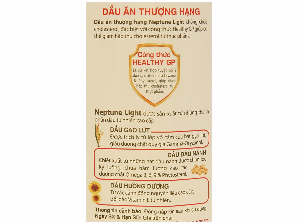 [HCM][Combo 3 Chai] Dầu Ăn Thượng Hạng Nhãn Hiệu Neptune Light 2L