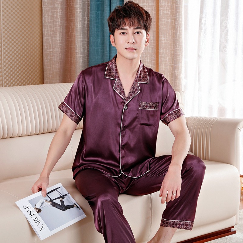 NG1909N Bộ pyjama nam ngắn tay chất lụa hàng nhập