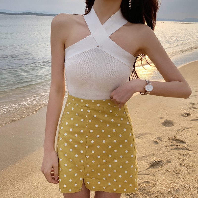 Áo Thun Gân Dây Chéo Cổ Ôm Body