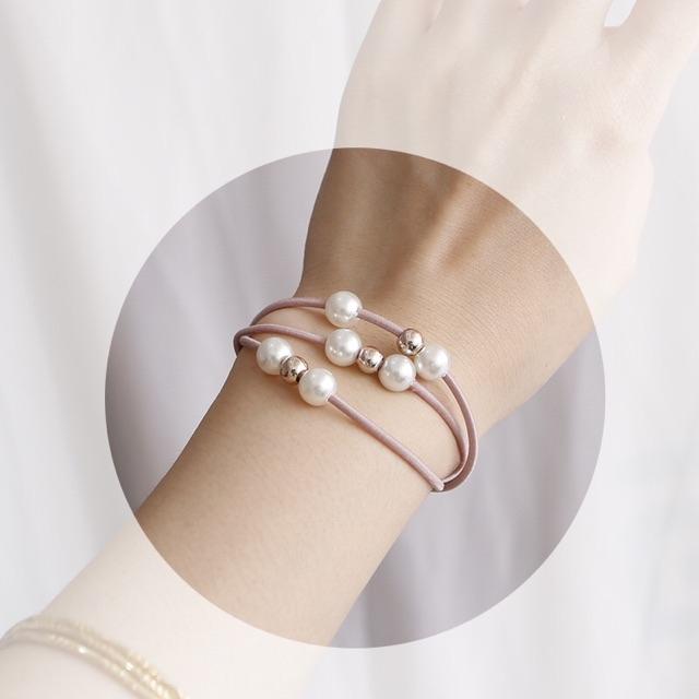COMBO 05 CỘT TÓC MIX NGỌC 3 VÒNG SẮC MÀU