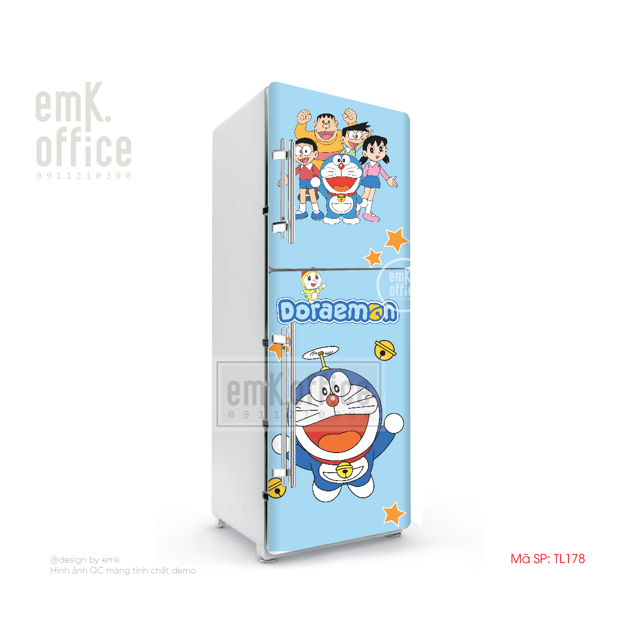 Decal dán tủ lạnh, miếng dán tủ lạnh mẫu cute - BO110