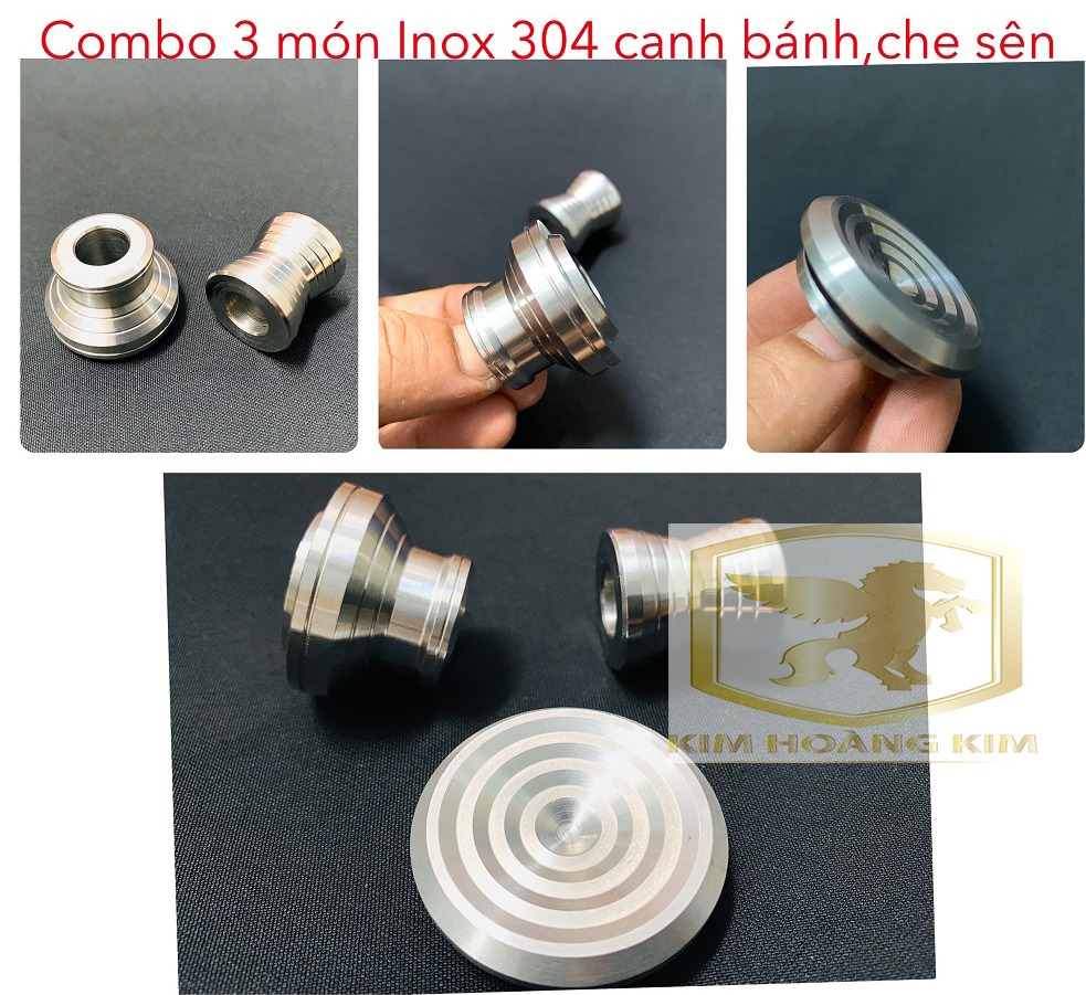 Combo cục canh và nắp che sên Inox 304 gắn xe máy Wave,Dream