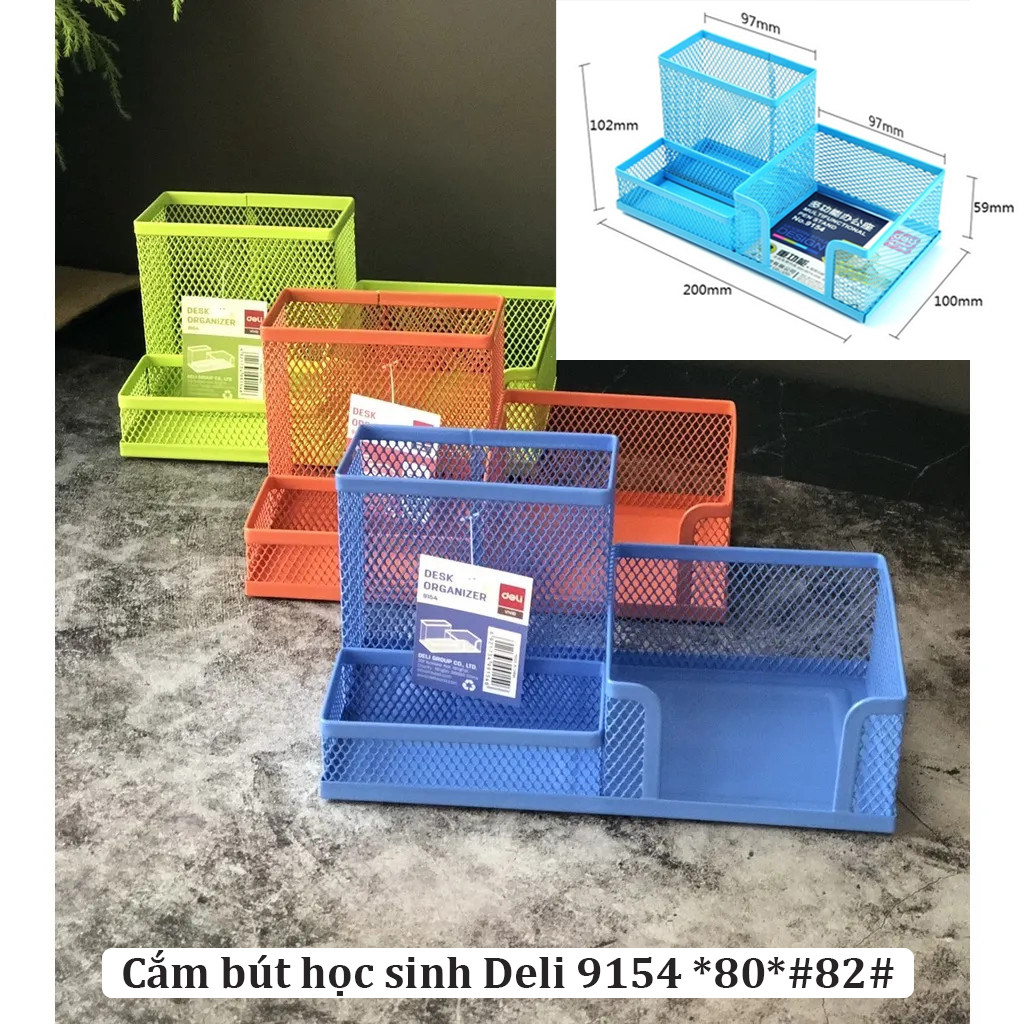 Cắm bút học sinh bằng sắt nhiều màu Deli 9154