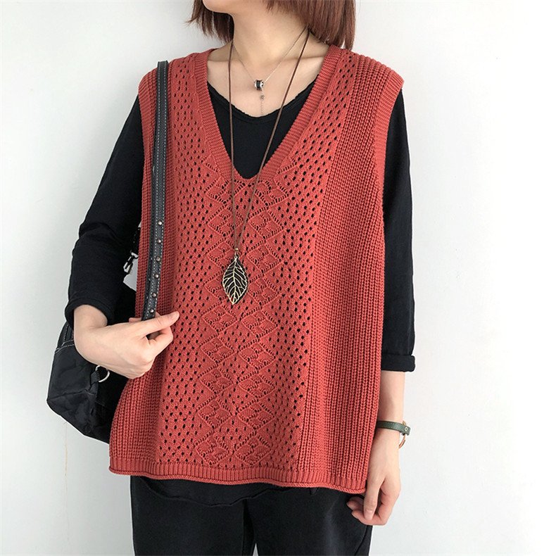 Áo gile len nữ form rộng khoác ngoài GL04