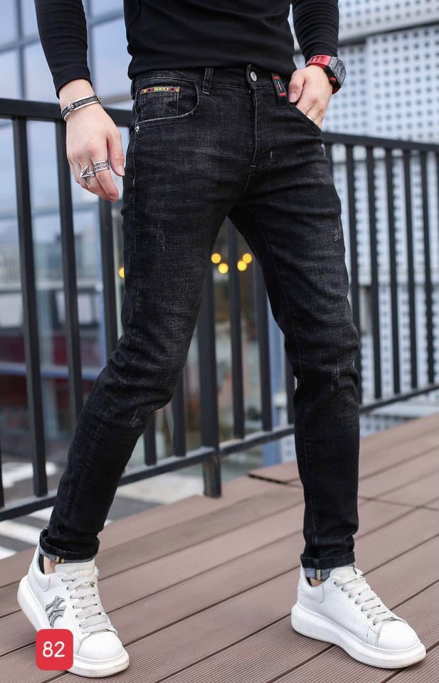 Quần jean nam [FREESHIP] Quần dài nam màu đen cào xước- Quần bò nam co giãn chất jean dày dặn chuẩn form Kingshopps Jean39