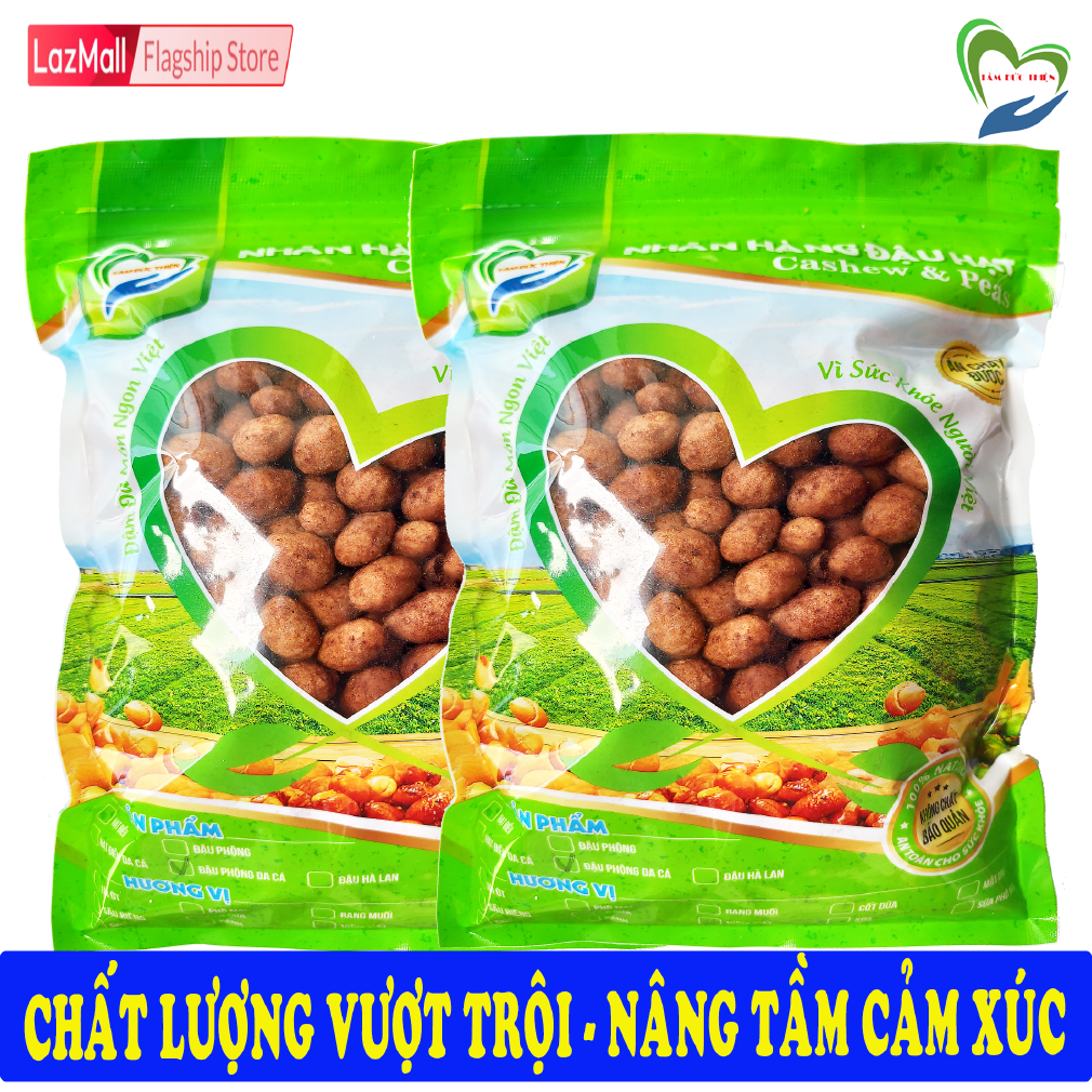 Combo 1KG: Đậu Phộng Da Cá Cacao Tâm Đức Thiện 2 Túi ZIP 500GR Thực Phẩm Đóng Gói Đóng Hộp Ăn Liền đồ ăn vặt Lazada bánh kẹo quà Tết