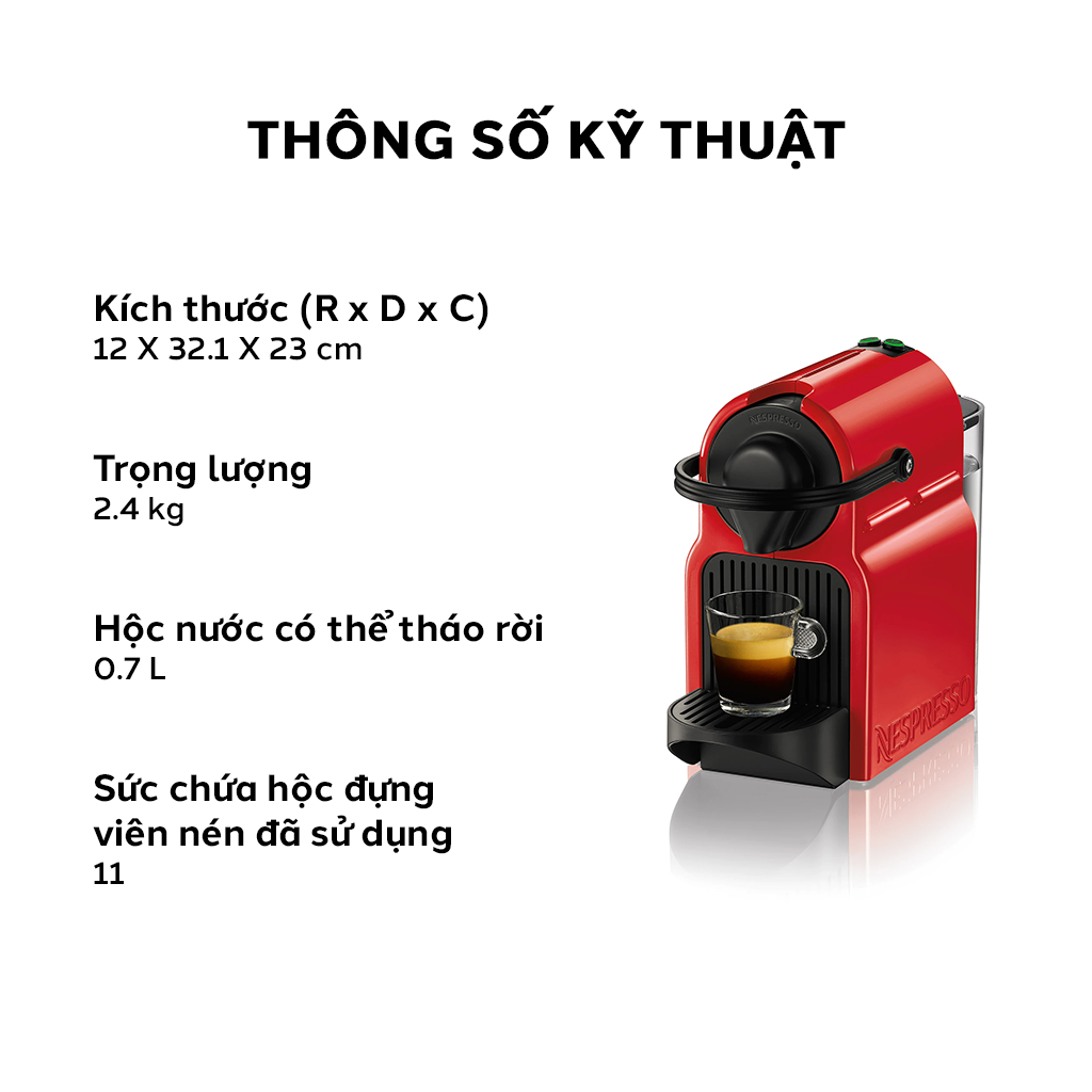 Máy pha cà phê viên nén Nespresso Inissia - Đỏ