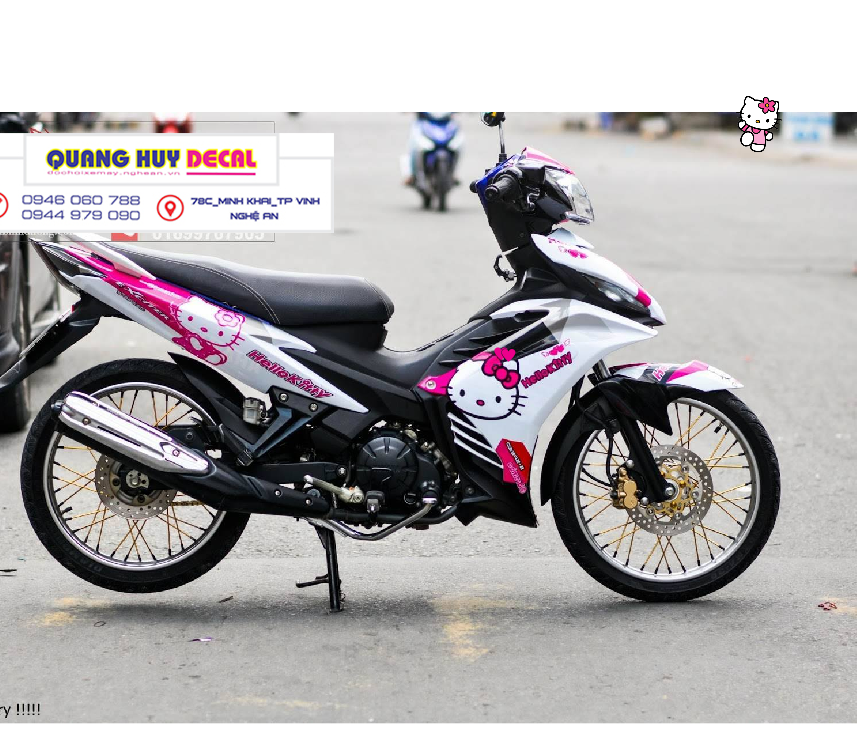Tem trùm ex 135 hồng trắng hello kitty - Độ dán team trùm decal xe máy ex 135 hồng trắng hello kitty - Team trùm decal xe máy ex 135 rẻ đẹp và chất