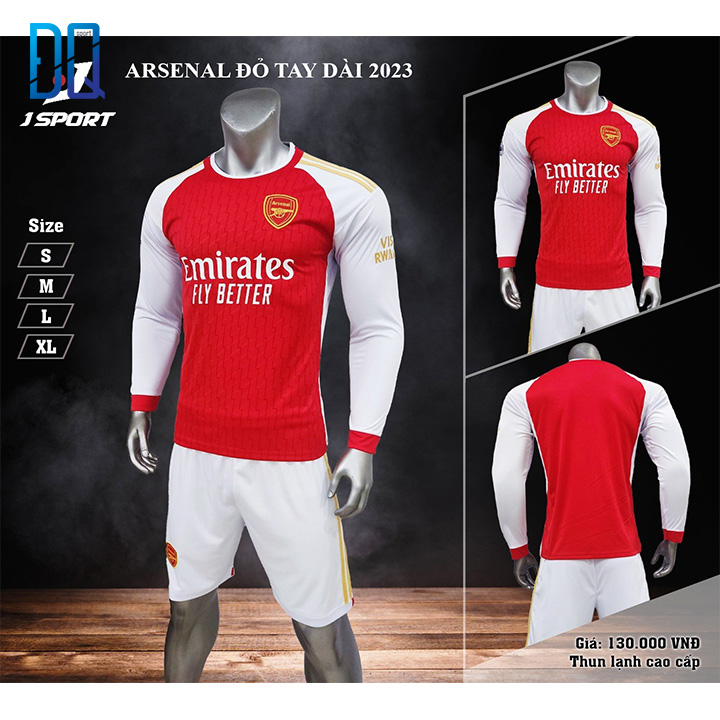 Quần áo đá bóng CLB Arsenal thun lạnh dài tay mẫu mới 2023 - 2024 quần áo đá banh dài tay