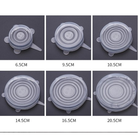 Set 6 Miếng Nắp Đậy Silicon Co Giãn - Bọc Chén, Bát, Thực Phẩm Cần Bảo Quản