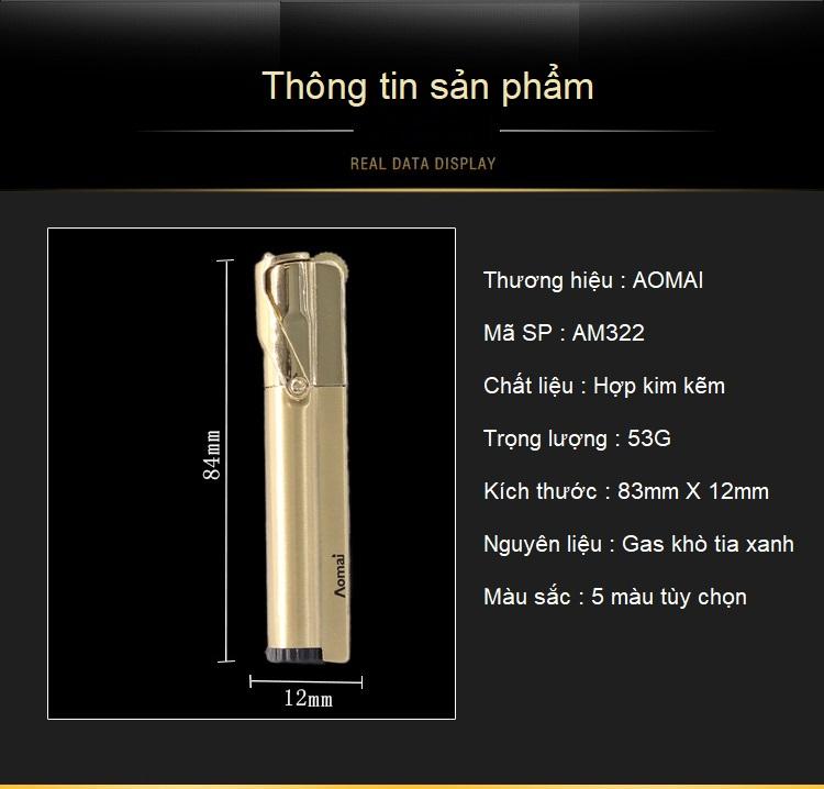 Bật Lửa Gas Khò Cao Cấp Aomai 322 ( 5 màu tùy chọn )