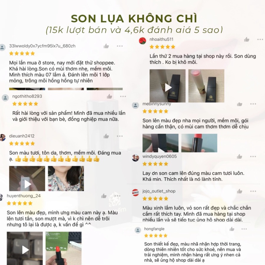 Son Môi Lụa Không Chì Thiên Nhiên Cỏ Mềm An Toàn 4g