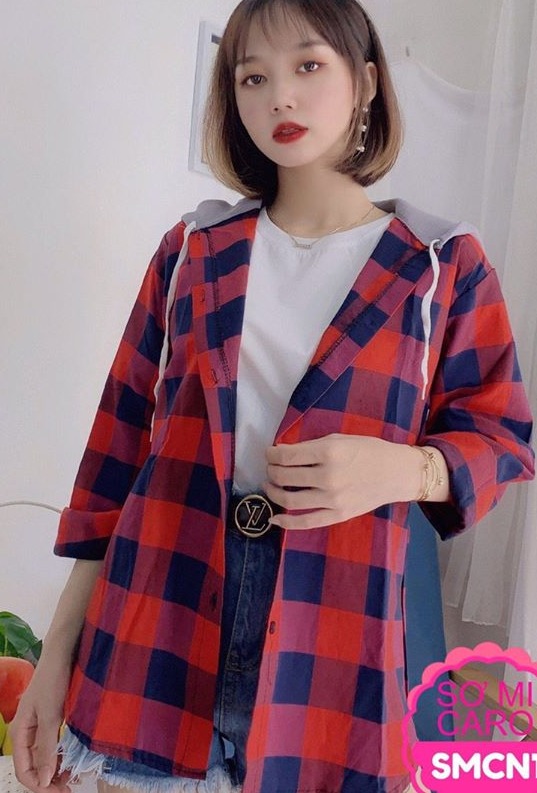 ÁO SƠMI CARO CÓ NÓN