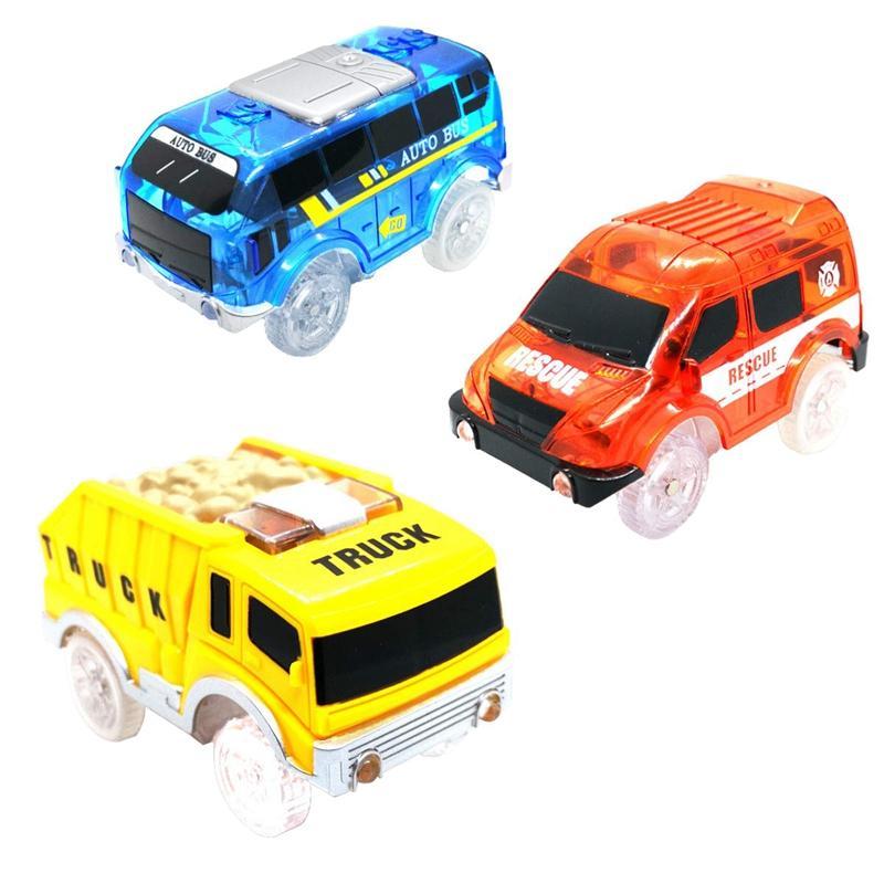 3 Pack Track Cars Compatible with Magic Tracks and Neo Tracks Replacement Light Up Racing Track Accessories with 5 Flashing LED Lights,Best Toys for Boys and Girls
