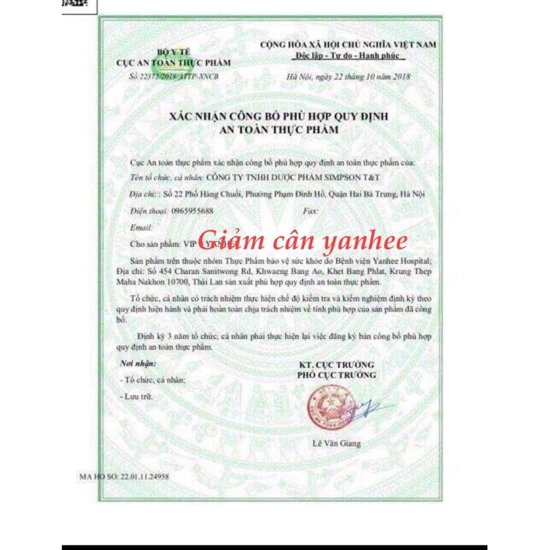 Giảm Cân Yanhee Vip 9 Diệt