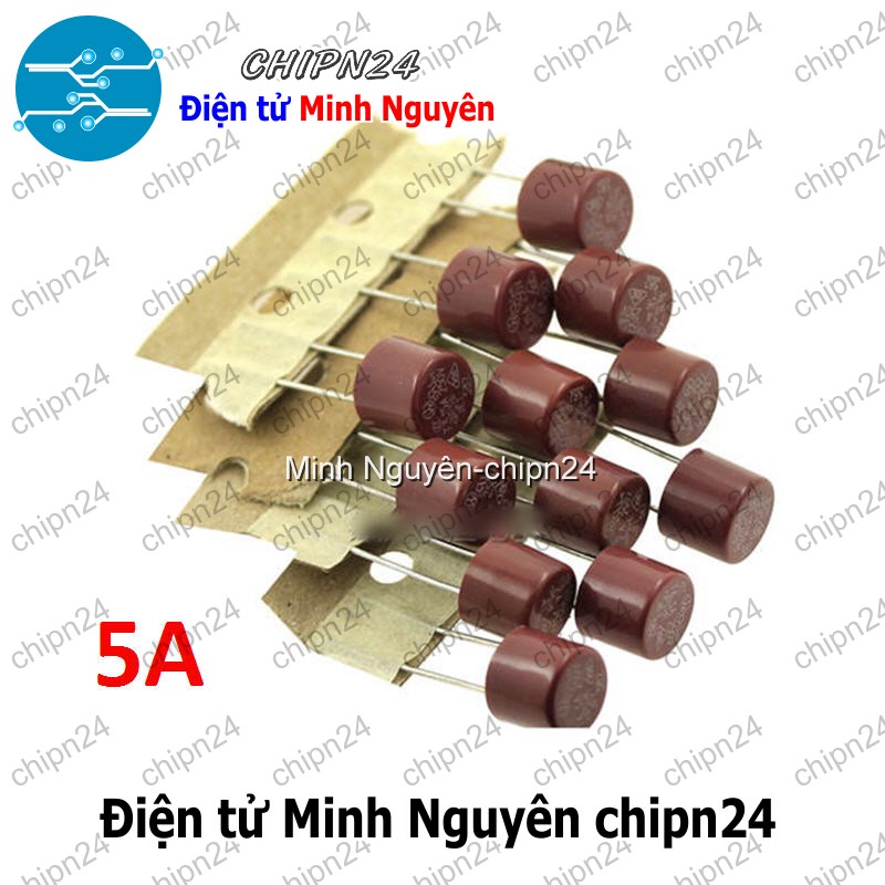 [2 cái] (KG2) Cầu Chì Tròn 5A 250V 8x8mm (T5A250V 382)