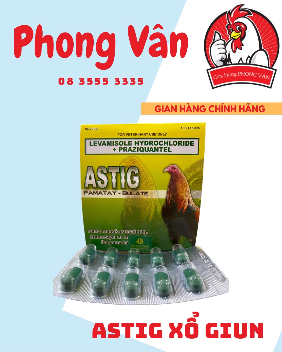 Tẩy giun cho gà ASTIG ( Hộp 10 vỉ )