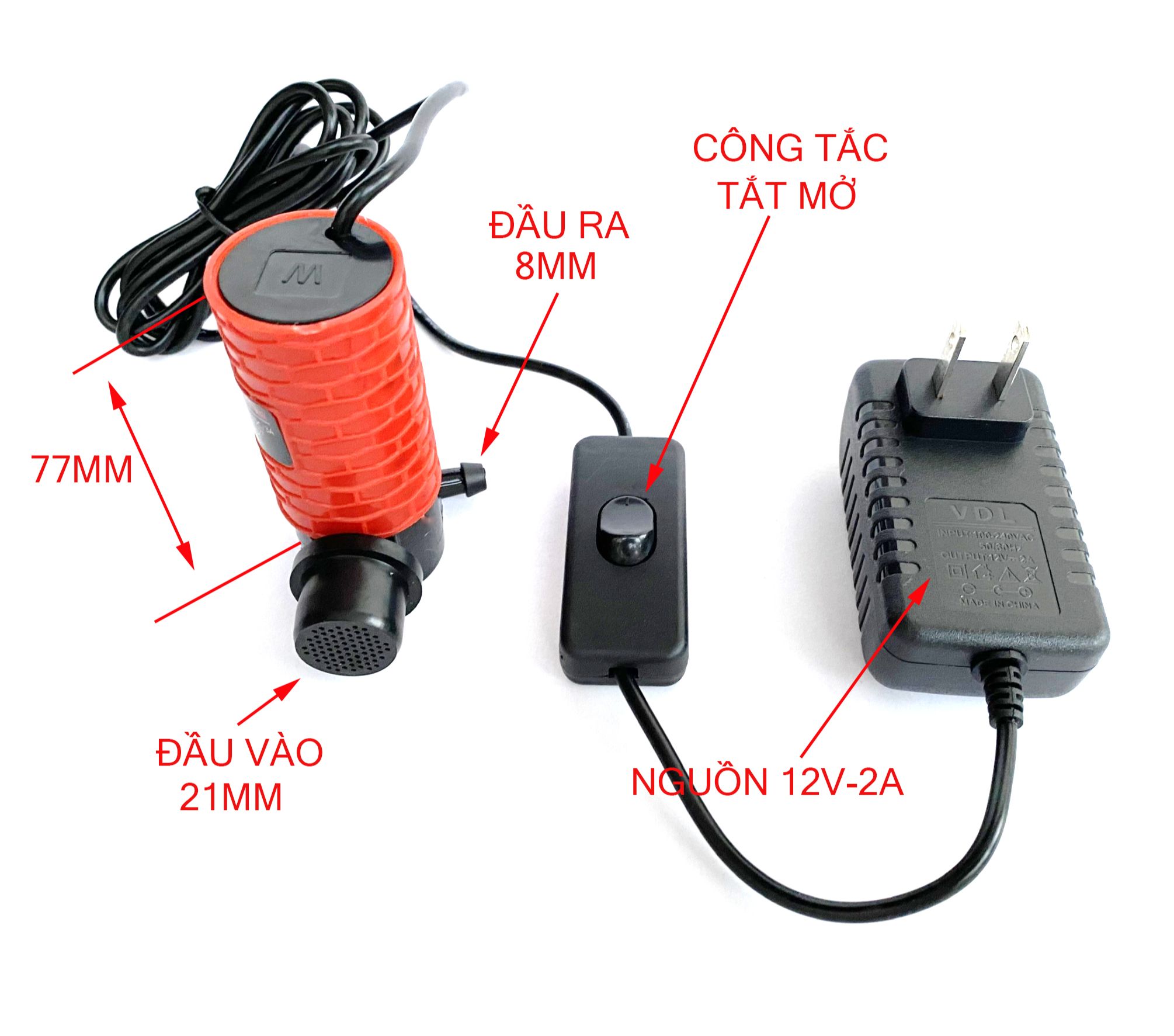 Máy bơm nước chìm mini 12V - 2A, Bơm dùng cho cắt rãnh tường