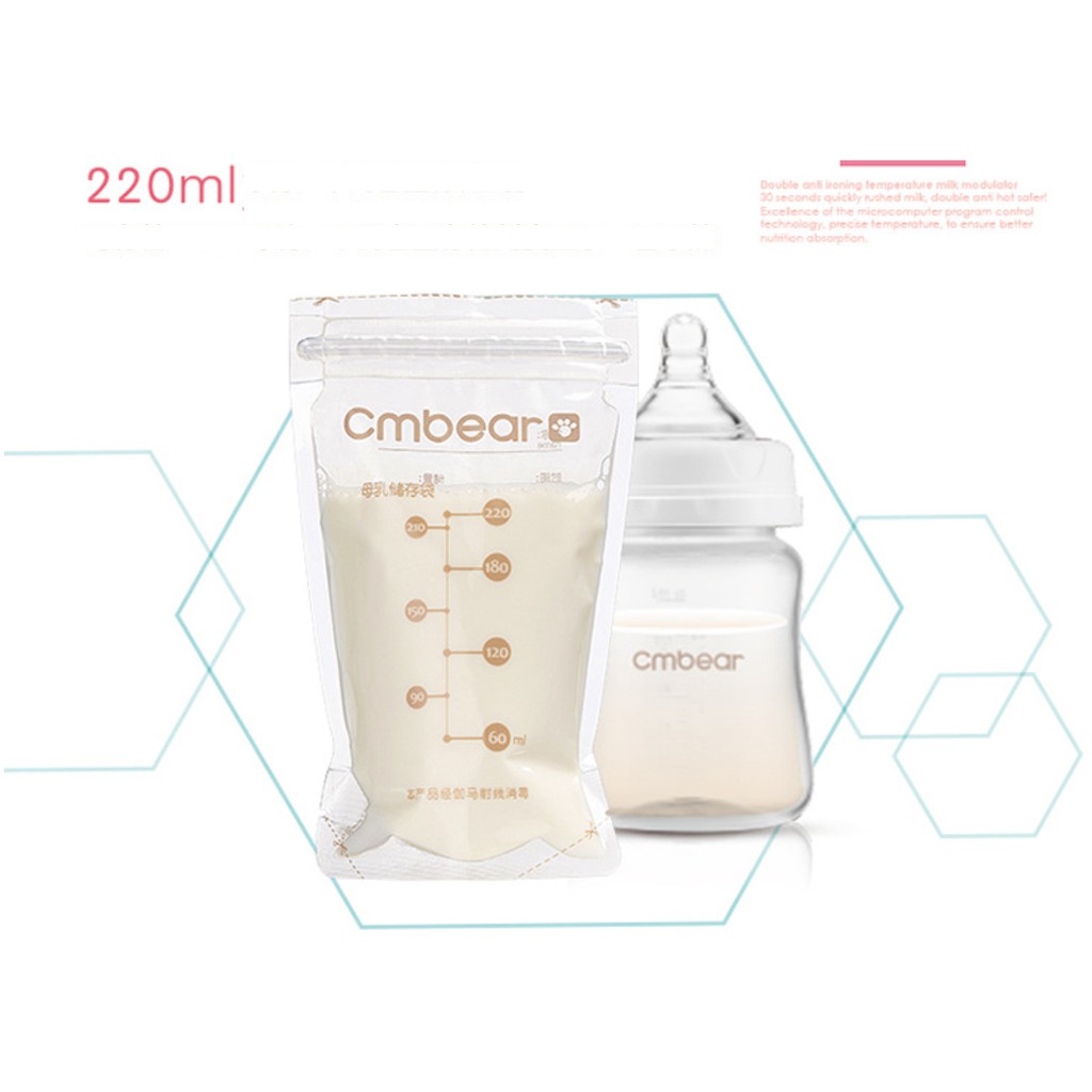 Túi trữ sữa Cmbear hộp 30 túi 220ml