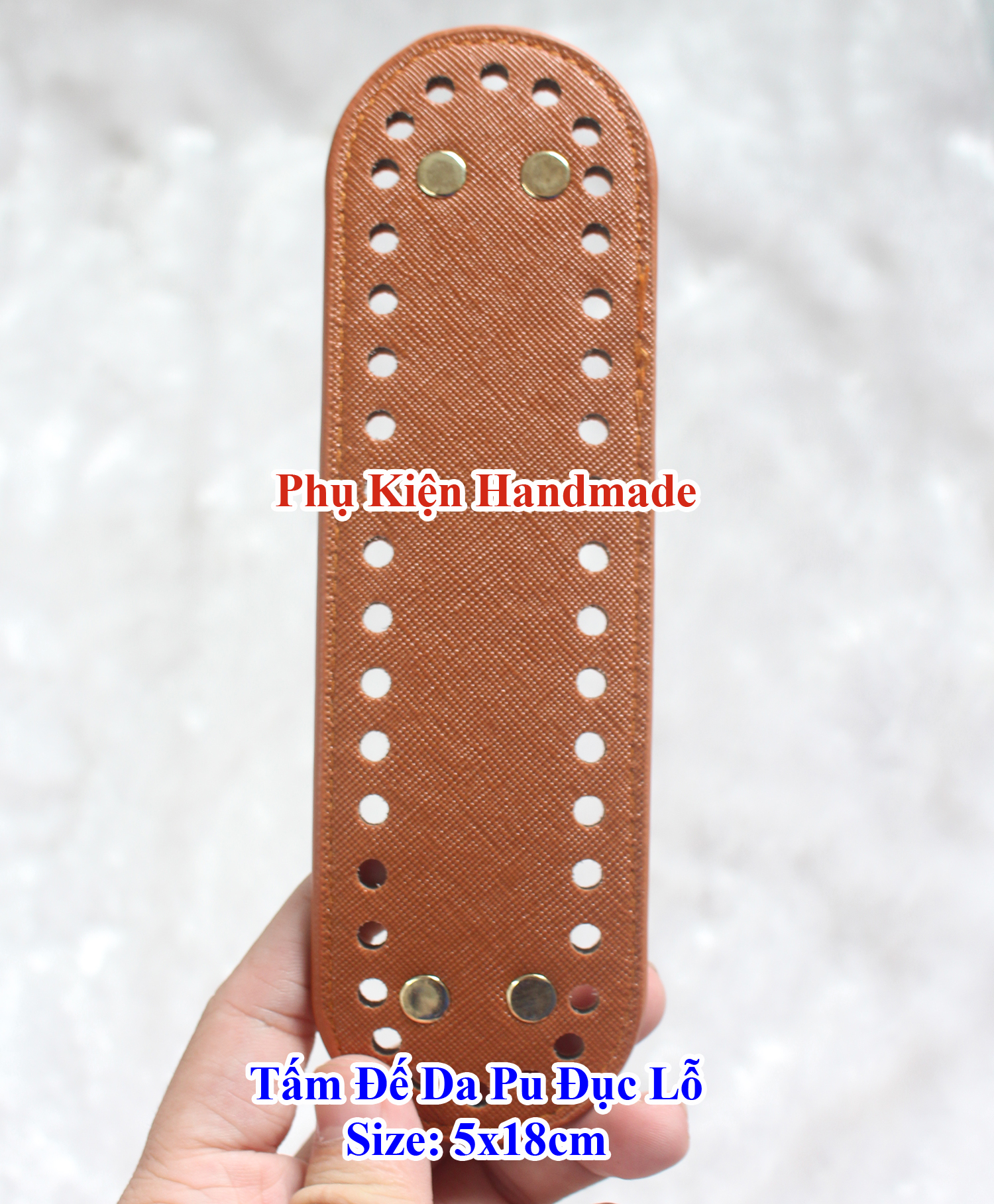 Tấm đế da pu đục lỗ 5x18 cm trang trí túi xách (50k /tấm)