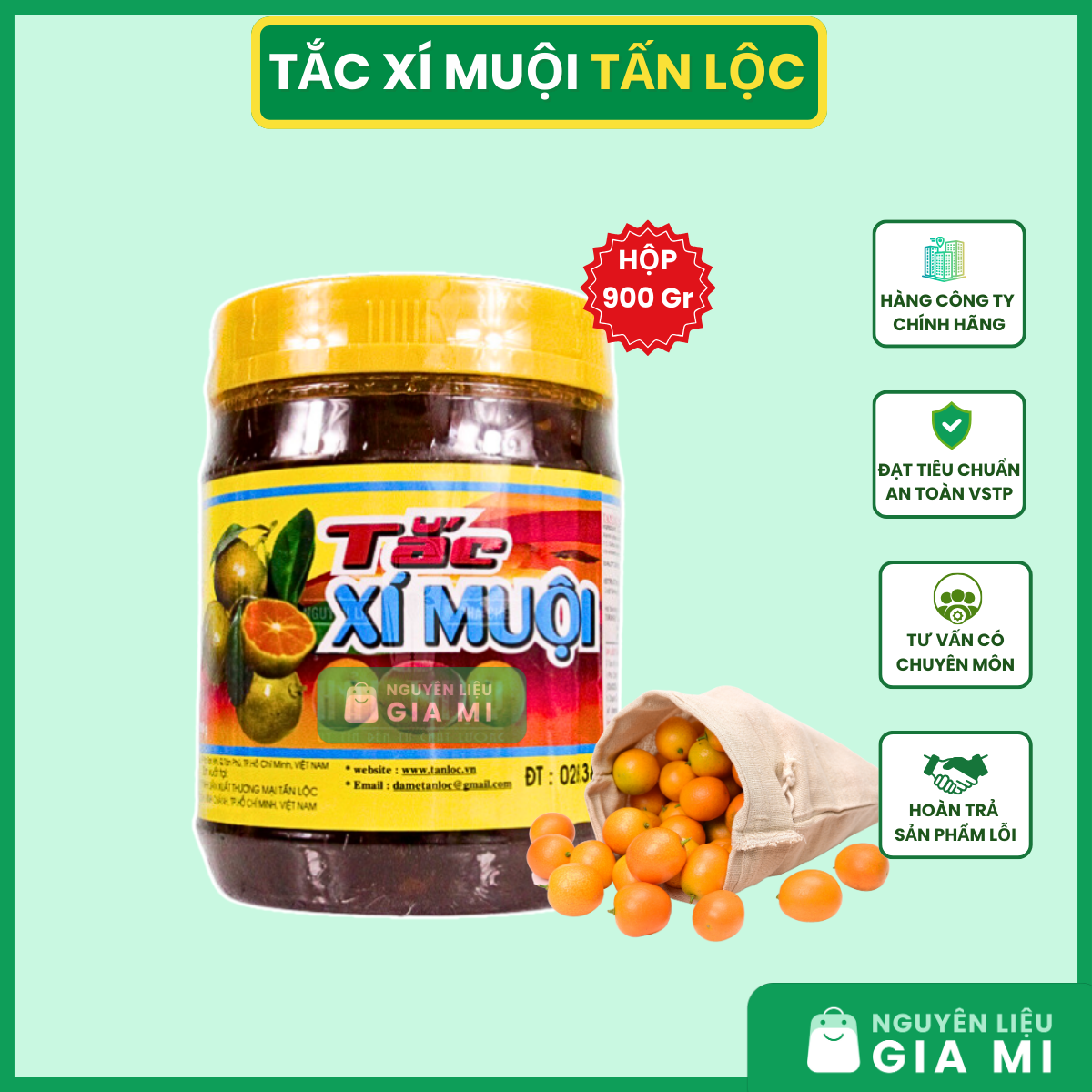 Tắc xí muội Tấn Lộc hộp 900g