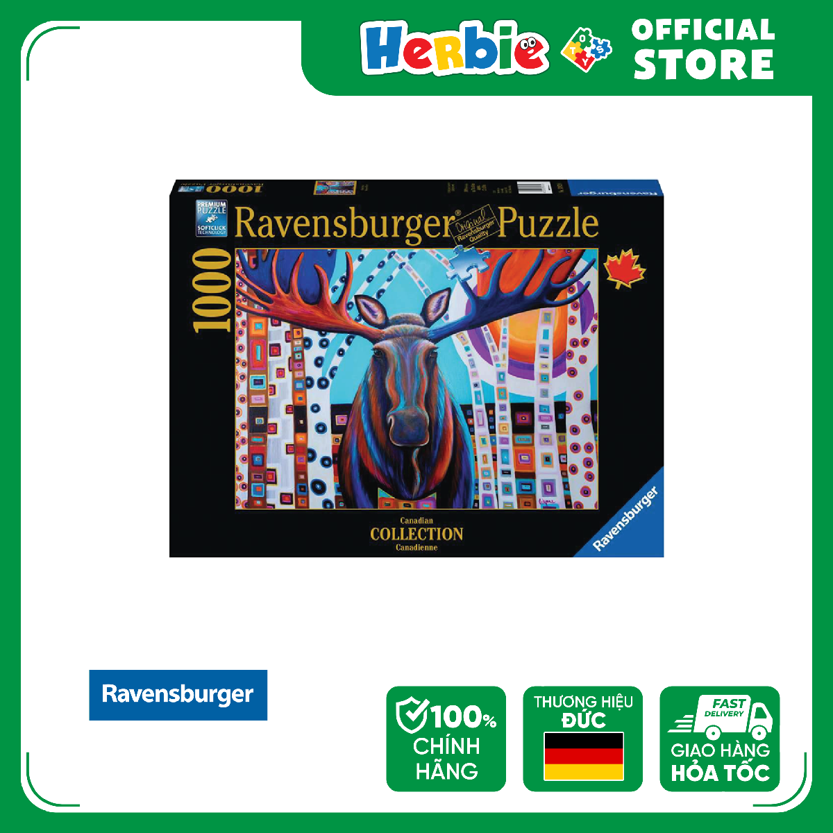Đồ chơi xếp hình 1000 mảnh ravensburger winter moose jigsaw puzzle 139798